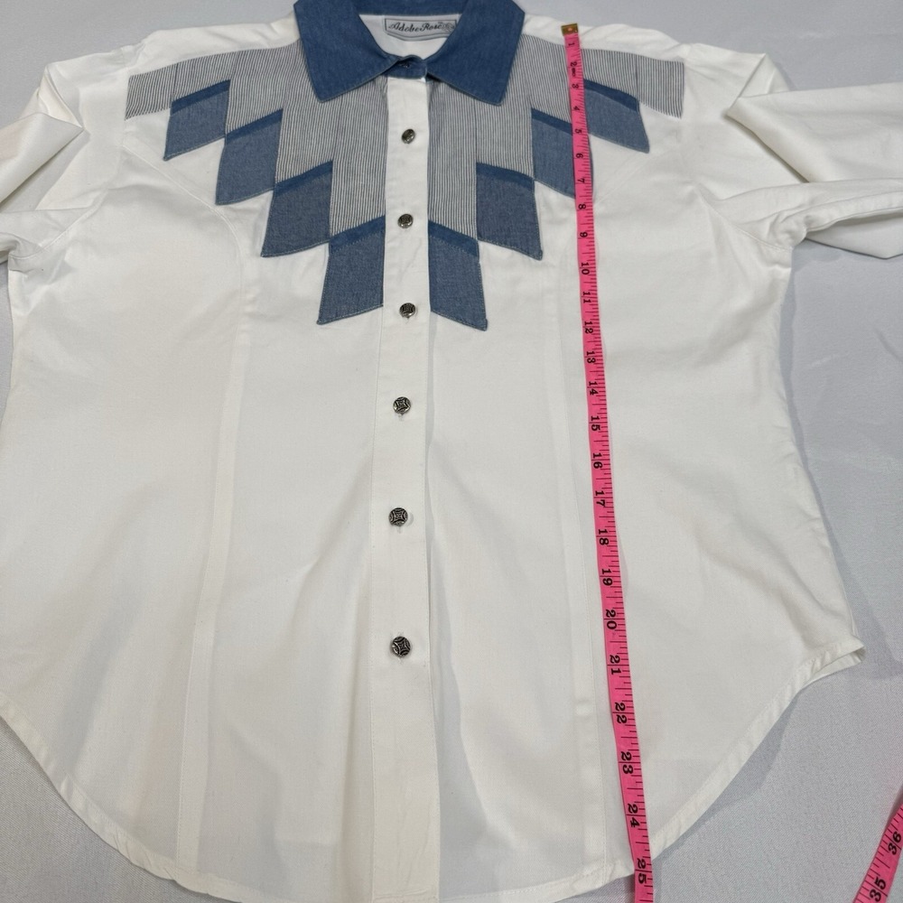 Adobe Rose Western Womens Denim Chambray Button Shirt Western Aztec Southwestern - Picture 10 of 12